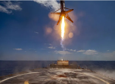 Falcon 9 booster landing on a drone ship